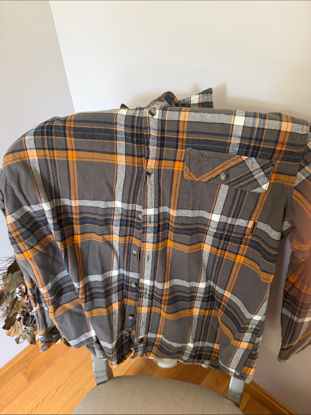 Legendary Whitetails Gray and Orange Plaid Button-Down Shirt